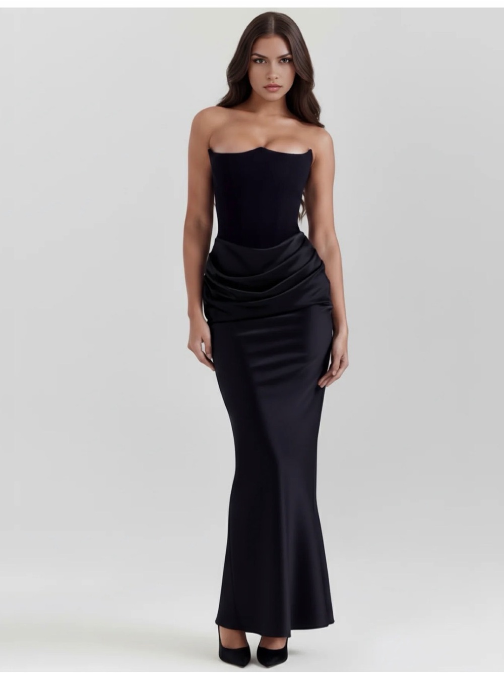Strapless Black Evening Gown